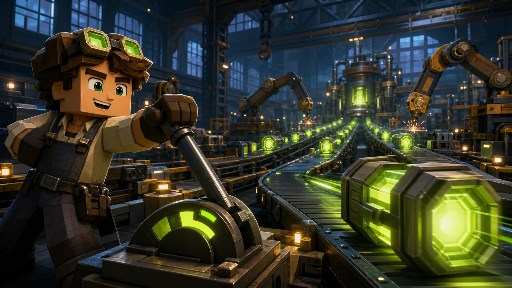 Factory tycoon game thumbnail created with ThumbBlox